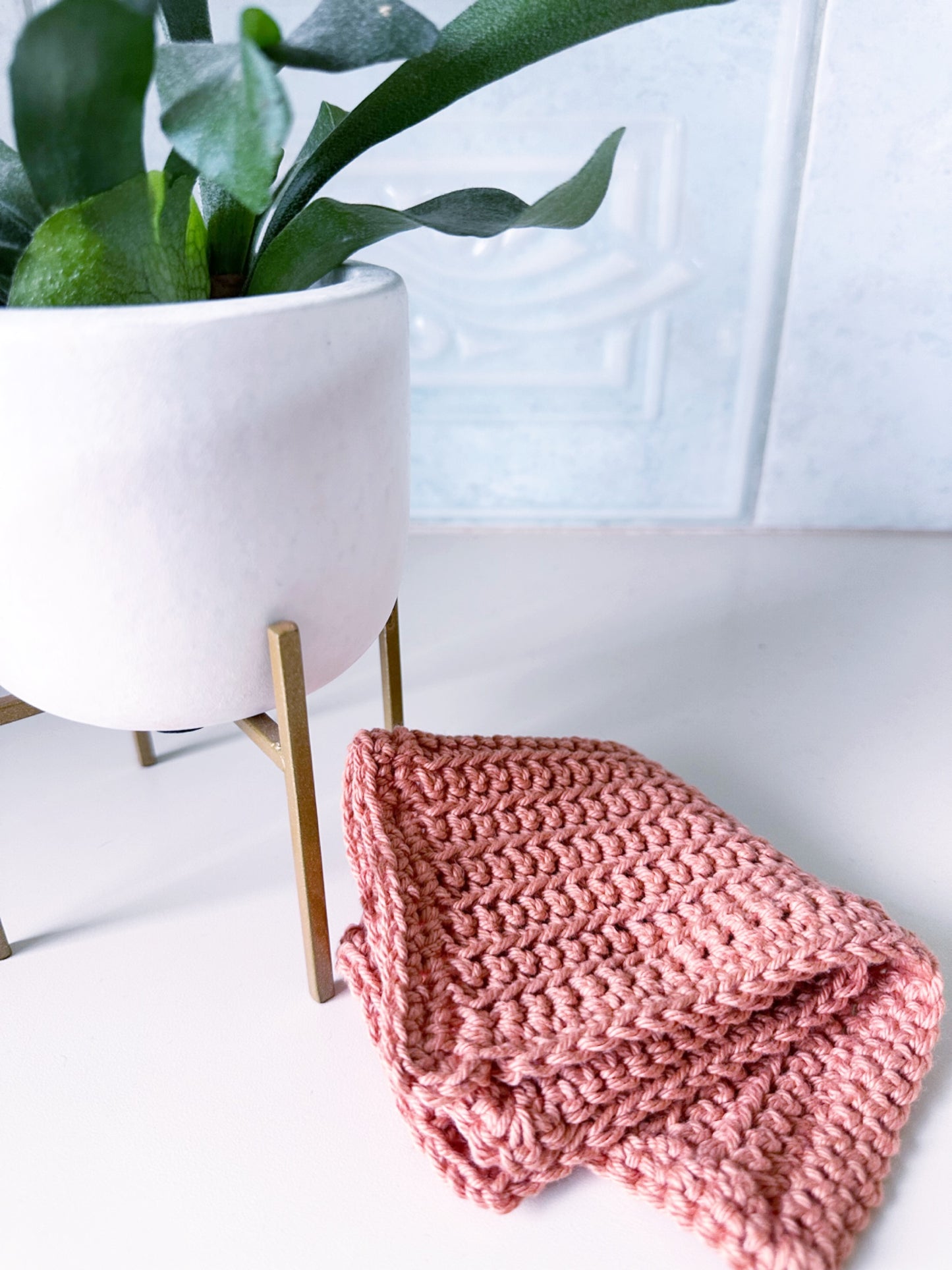 Crochet Washcloth - Terracotta Steps