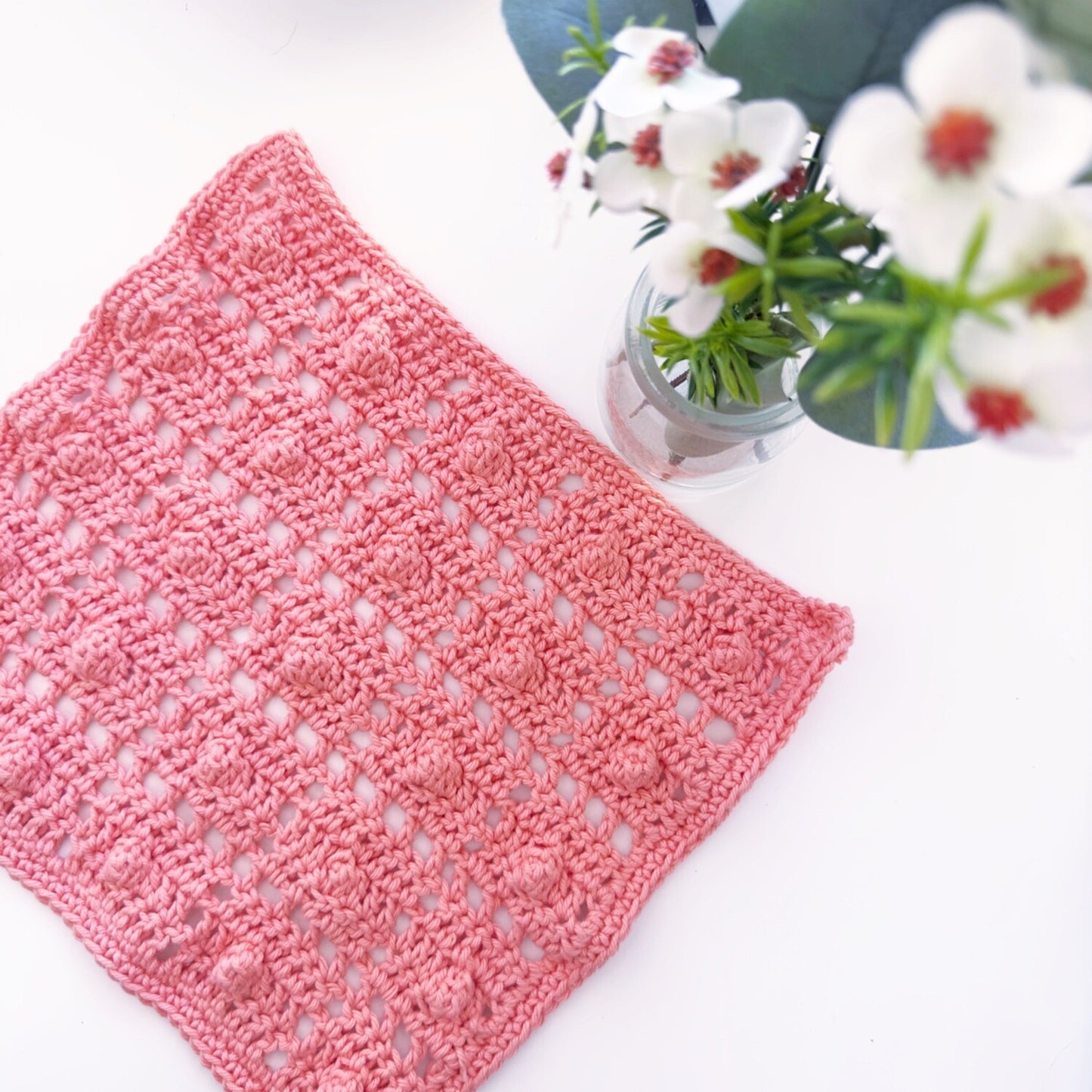 Crochet Washcloth - Popcorn Lattice